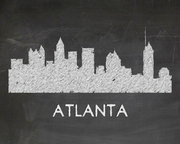 Silhouette of Atlanta Skyline Drawn on Chalkboard  