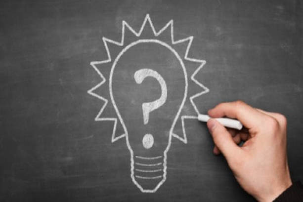 Strategic Planning Lightbulb Question Mark Blackboard
